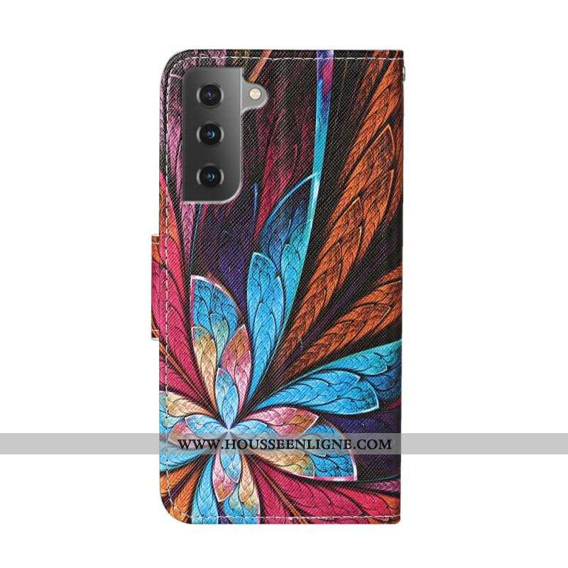 Housse Samsung Galaxy S22 Plus 5G Feuilles Colorées avec Lanière