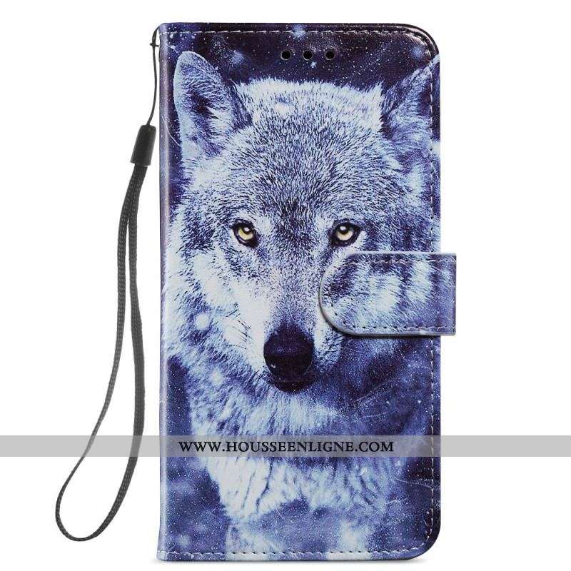 Housse Samsung Galaxy S22 Plus 5G Magnifiques Loups avec Lanière