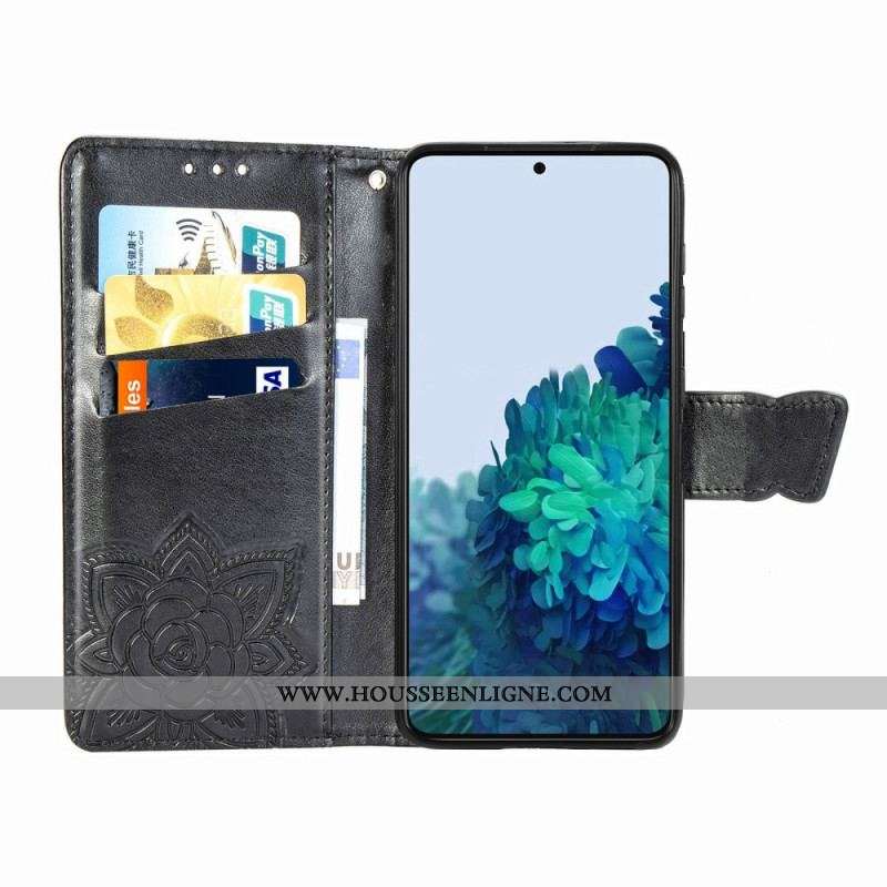 Housse Samsung Galaxy S22 Plus 5G Papillon Design avec Lanière