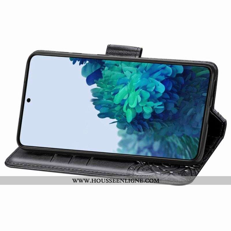 Housse Samsung Galaxy S22 Plus 5G Papillon Design avec Lanière