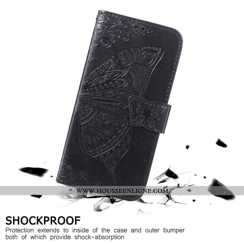 Housse Samsung Galaxy S22 Plus 5G Papillon Design avec Lanière