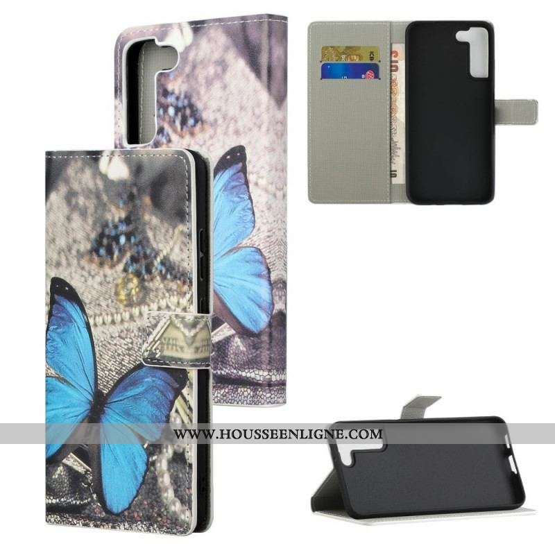 Housse Samsung Galaxy S22 Plus 5G Papillon Prestige Bleu