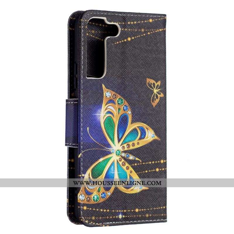 Housse Samsung Galaxy S22 Plus 5G Papillons Dorés