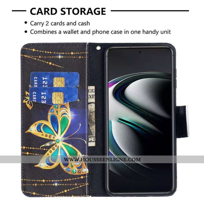 Housse Samsung Galaxy S22 Plus 5G Papillons Dorés