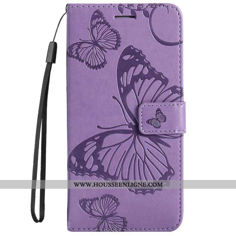 Housse Samsung Galaxy S22 Plus 5G Papillons Géants à Lanière