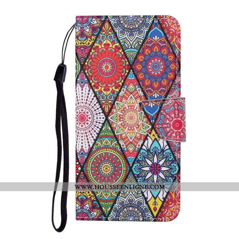 Housse Samsung Galaxy S22 Plus 5G Patchwork avec Lanière