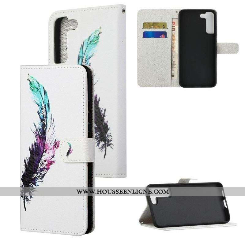 Housse Samsung Galaxy S22 Plus 5G Plume à Lanière
