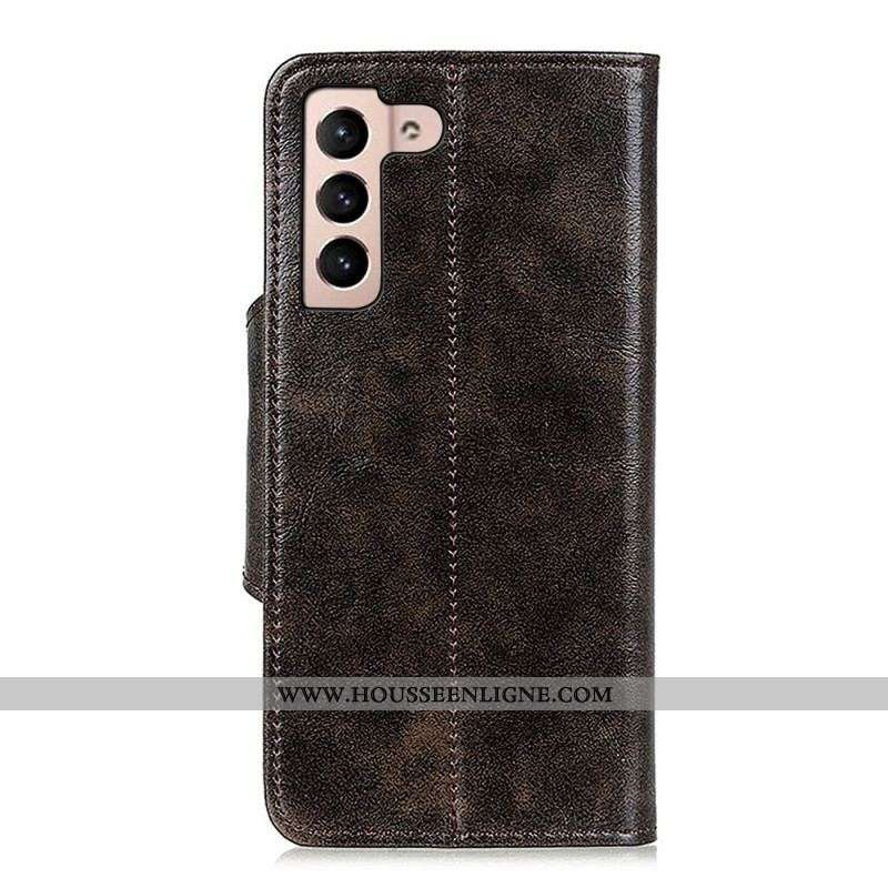 Housse Samsung Galaxy S22 Plus 5G Simili Cuir Bouton Verni KHAZNEH