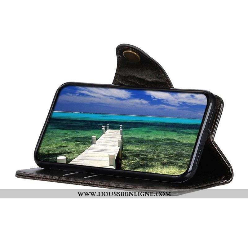 Housse Samsung Galaxy S22 Plus 5G Simili Cuir Bouton Verni KHAZNEH