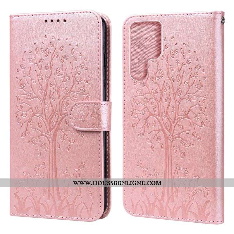 Housse Samsung Galaxy S22 Ultra 5G Arbre et Cerfs