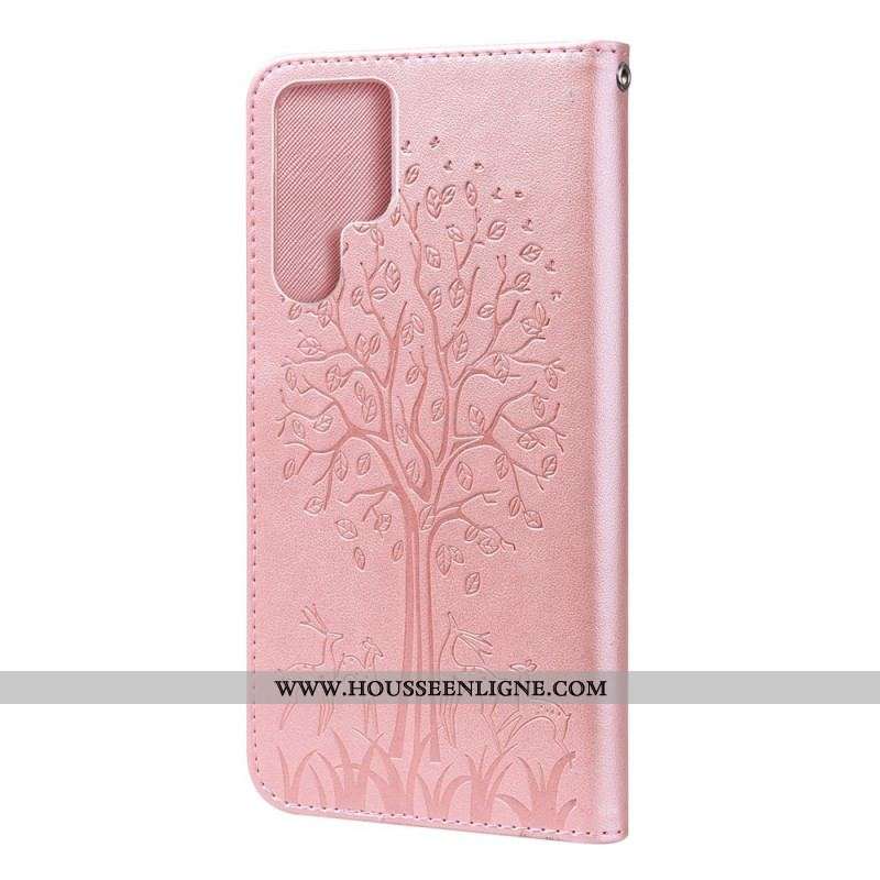 Housse Samsung Galaxy S22 Ultra 5G Arbre et Cerfs
