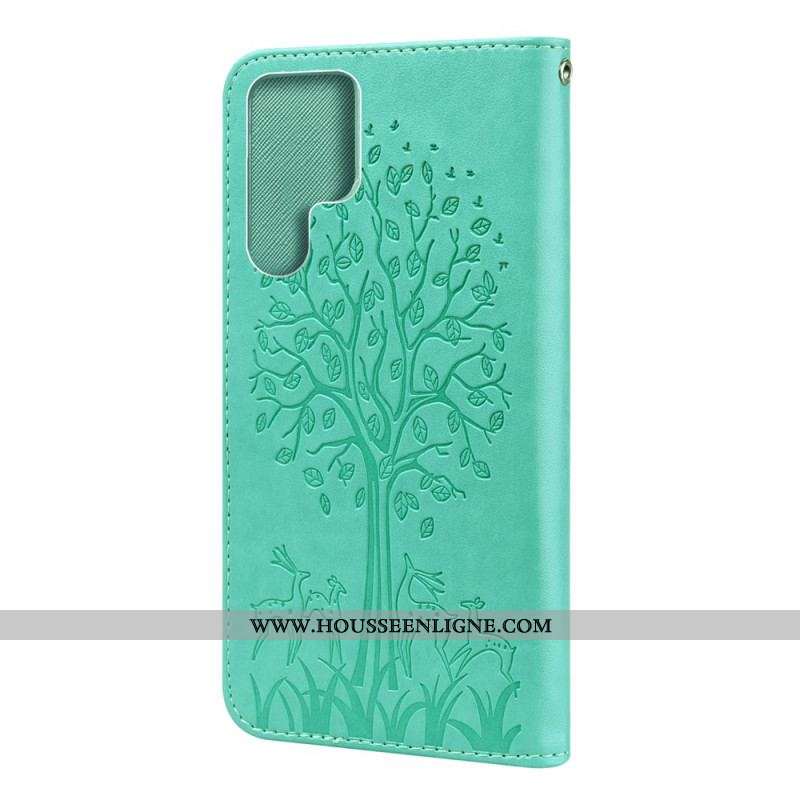 Housse Samsung Galaxy S22 Ultra 5G Arbre et Cerfs