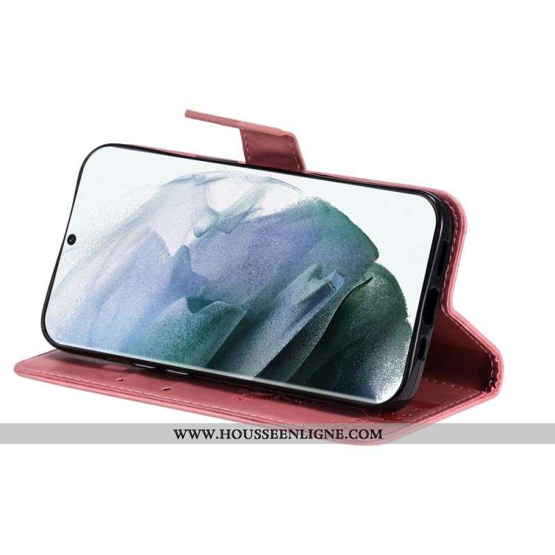 Housse Samsung Galaxy S22 Ultra 5G Arbre et Chat à Lanière