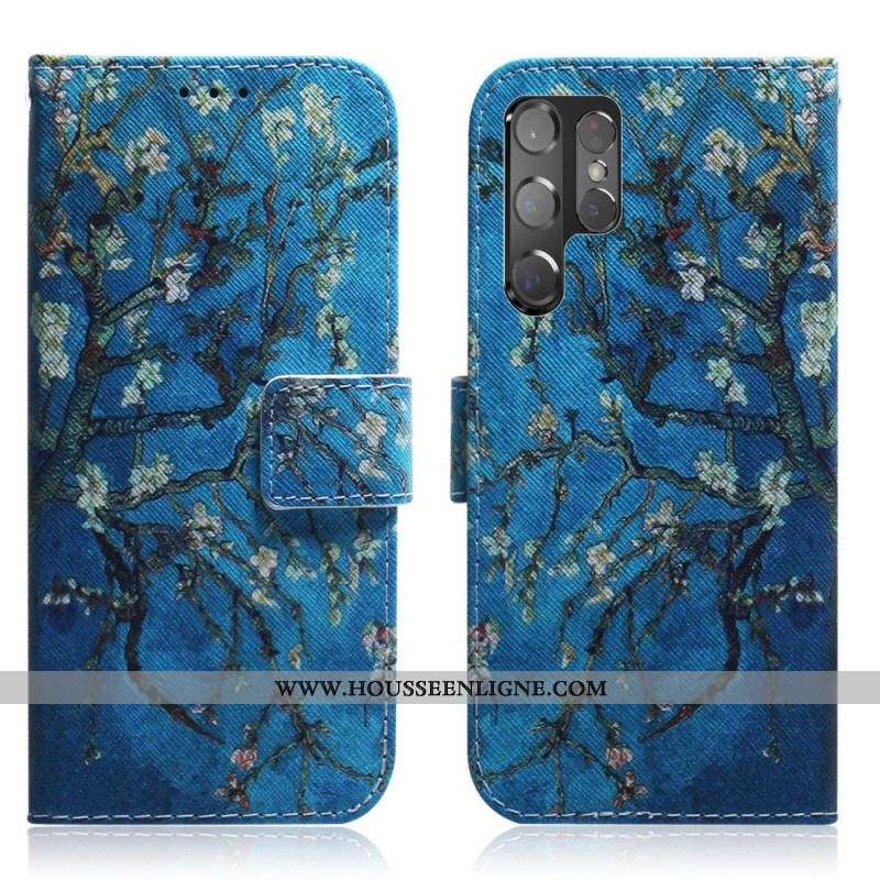 Housse Samsung Galaxy S22 Ultra 5G Branche d'Arbre Fleuri
