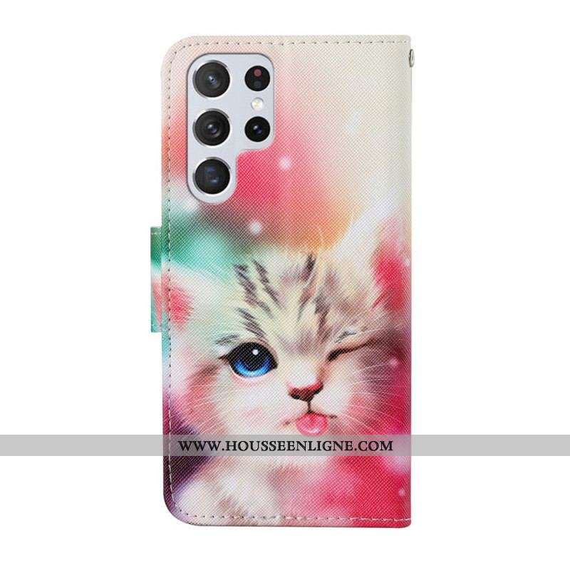 Housse Samsung Galaxy S22 Ultra 5G Chat Royal avec Lanière