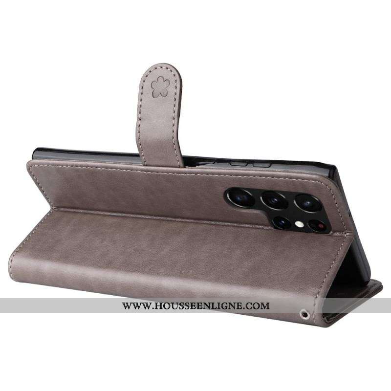 Housse Samsung Galaxy S22 Ultra 5G Chat et Abeille à Lanière
