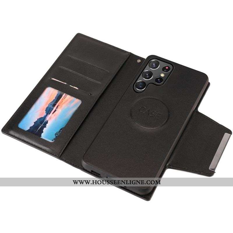 Housse Samsung Galaxy S22 Ultra 5G Coque Détachable Fermoir Argenté