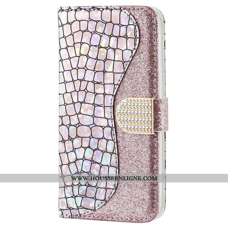 Housse Samsung Galaxy S22 Ultra 5G Croco Diamants