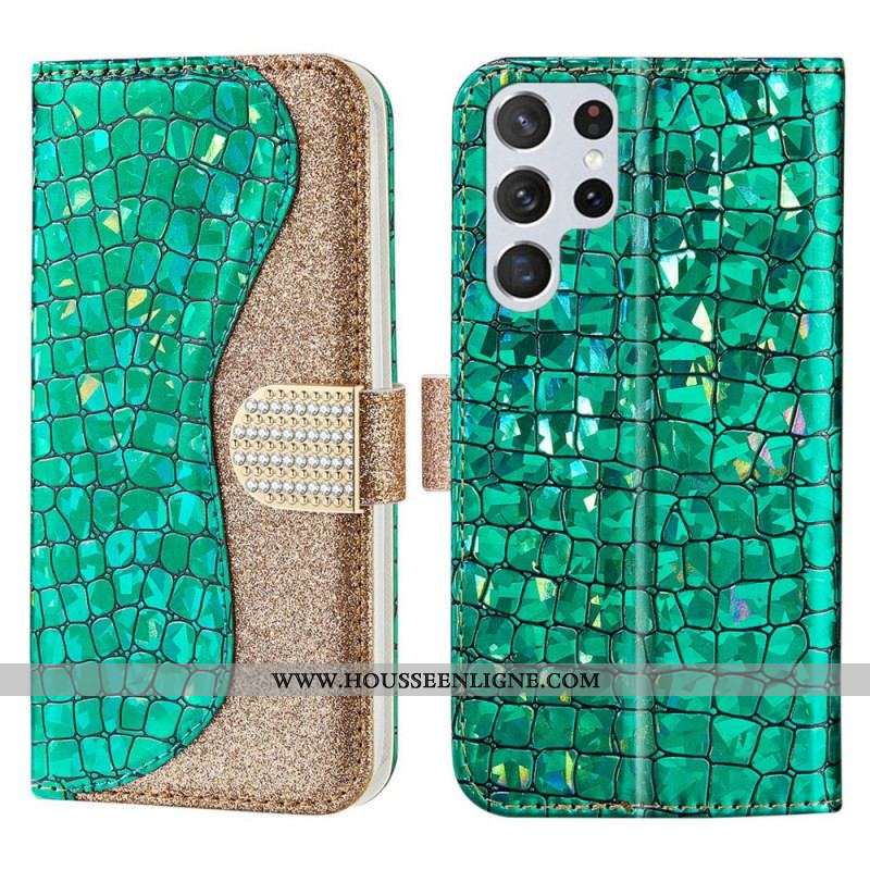 Housse Samsung Galaxy S22 Ultra 5G Croco Diamants