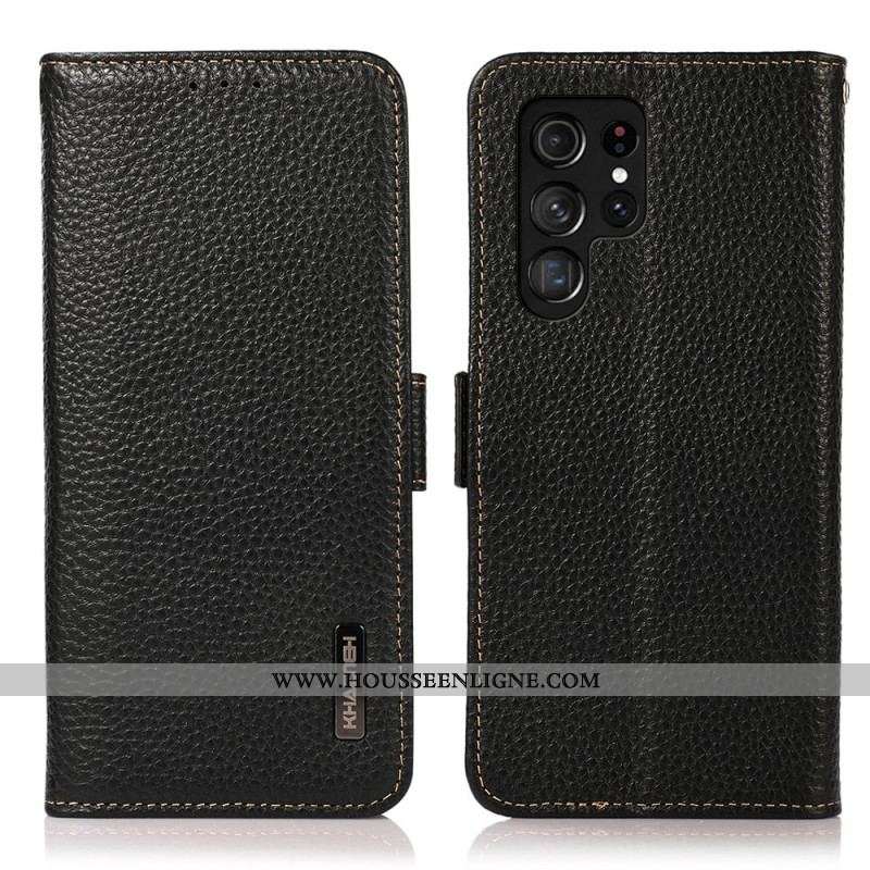 Housse Samsung Galaxy S22 Ultra 5G Cuir Litchi KHAZNEH RFID