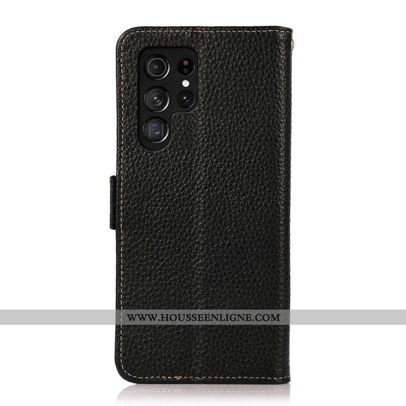 Housse Samsung Galaxy S22 Ultra 5G Cuir Litchi KHAZNEH RFID