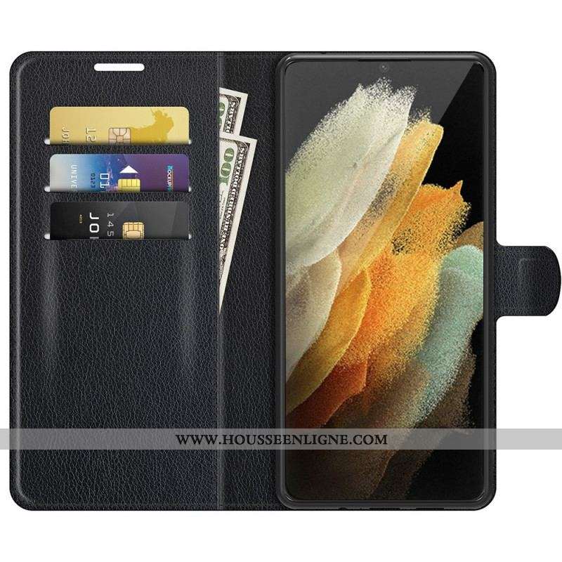 Housse Samsung Galaxy S22 Ultra 5G Effet Cuir Litchi Classique