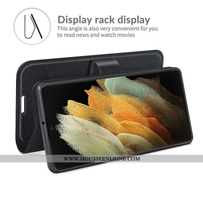 Housse Samsung Galaxy S22 Ultra 5G Effet Cuir Litchi Classique