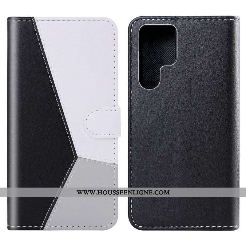Housse Samsung Galaxy S22 Ultra 5G Effet Cuir Tricolore