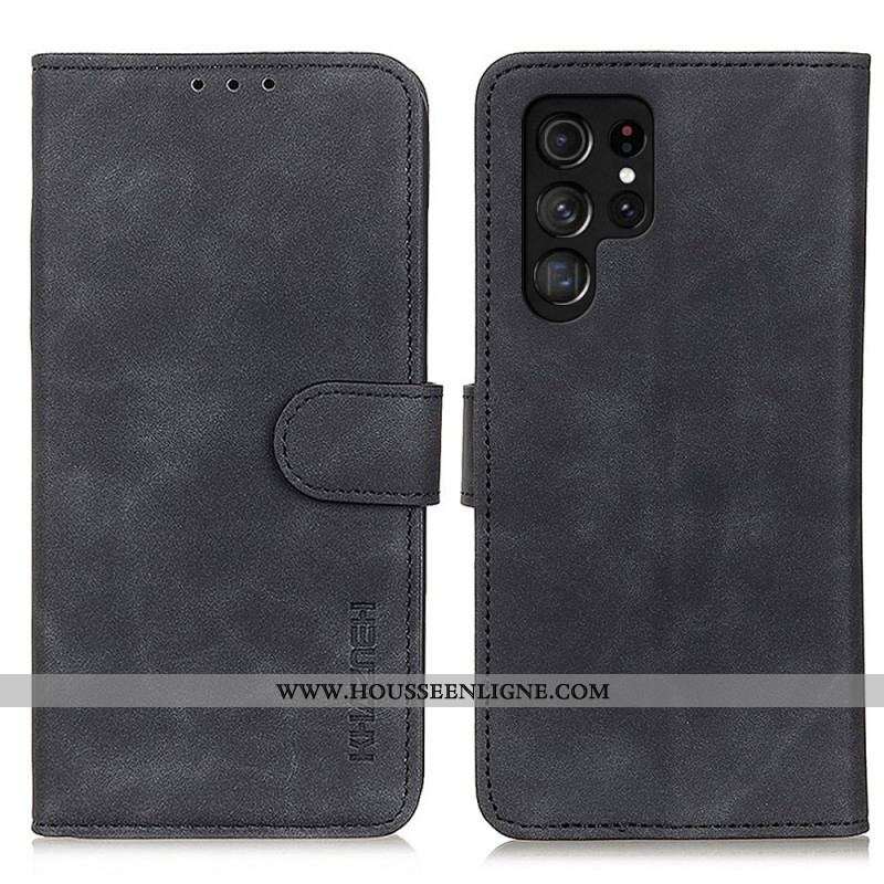 Housse Samsung Galaxy S22 Ultra 5G Effet Cuir Vintage KHAZNEH