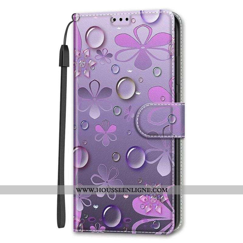 Housse Samsung Galaxy S22 Ultra 5G Gouttes d'Eau avec Lanière