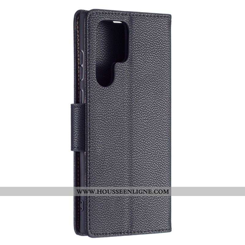 Housse Samsung Galaxy S22 Ultra 5G Litchi Rabat Oblique