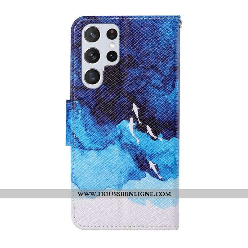 Housse Samsung Galaxy S22 Ultra 5G Mer avec lanière