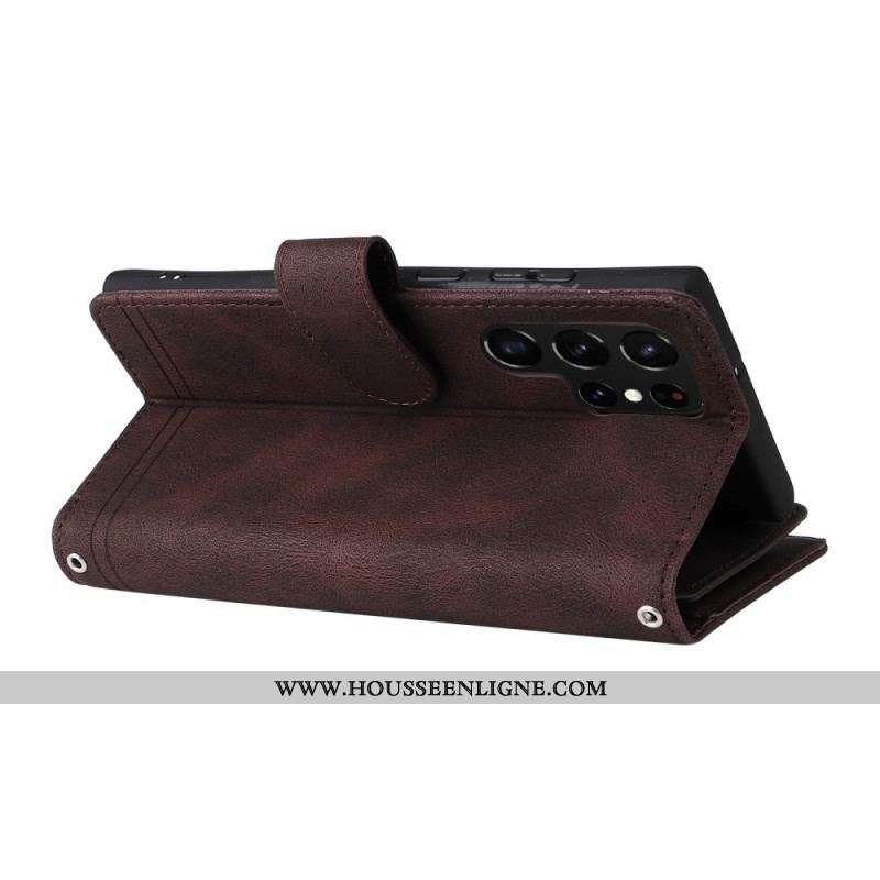 Housse Samsung Galaxy S22 Ultra 5G Multi-Fonctionnelle avec Pochette
