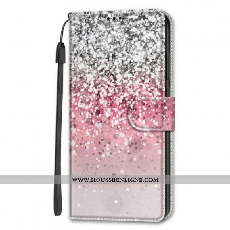 Housse Samsung Galaxy S22 Ultra 5G Paillettes avec Lanière