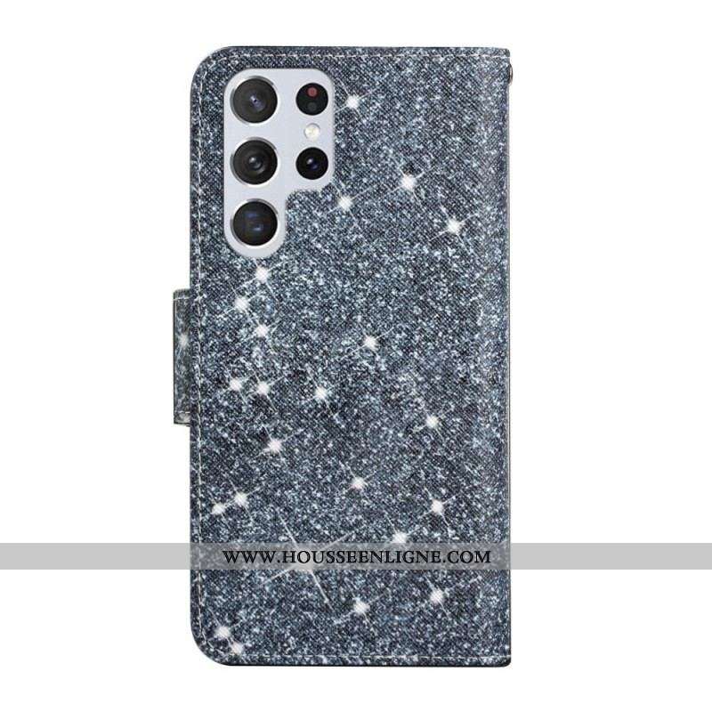Housse Samsung Galaxy S22 Ultra 5G Paillettes à Lanière