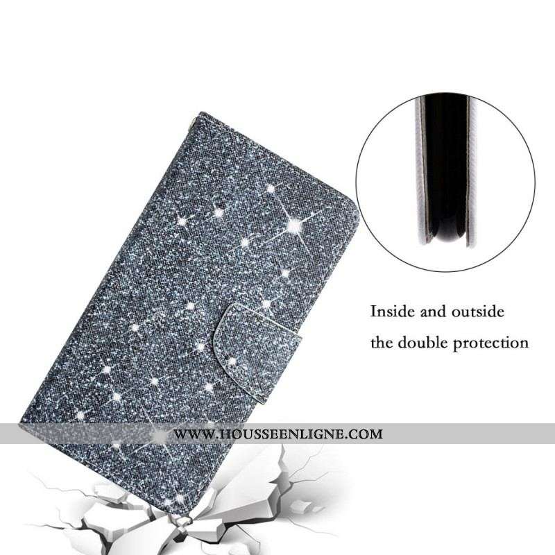 Housse Samsung Galaxy S22 Ultra 5G Paillettes à Lanière