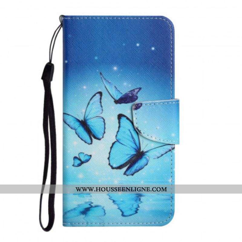 Housse Samsung Galaxy S22 Ultra 5G Papillons Bleus
