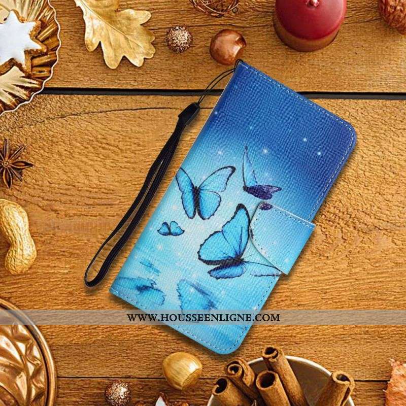 Housse Samsung Galaxy S22 Ultra 5G Papillons Bleus