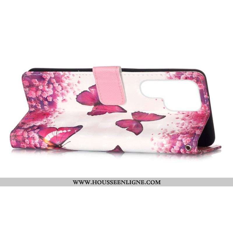 Housse Samsung Galaxy S22 Ultra 5G Papillons Rouges