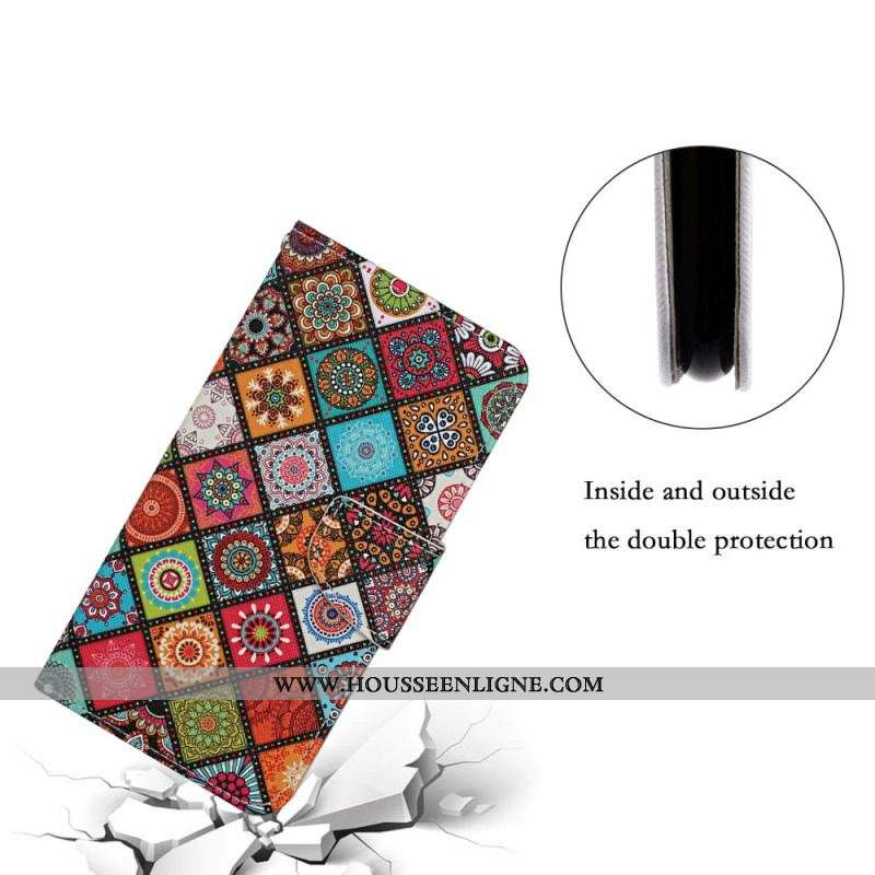 Housse Samsung Galaxy S22 Ultra 5G Patchwork Mandalas avec Lanière