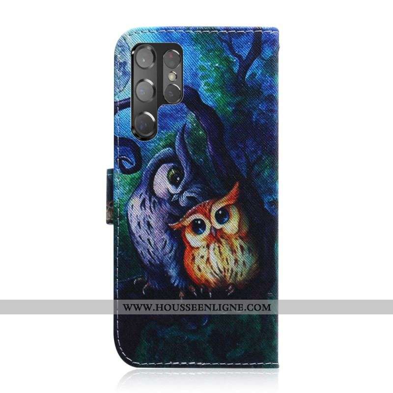 Housse Samsung Galaxy S22 Ultra 5G Peinture de Hiboux