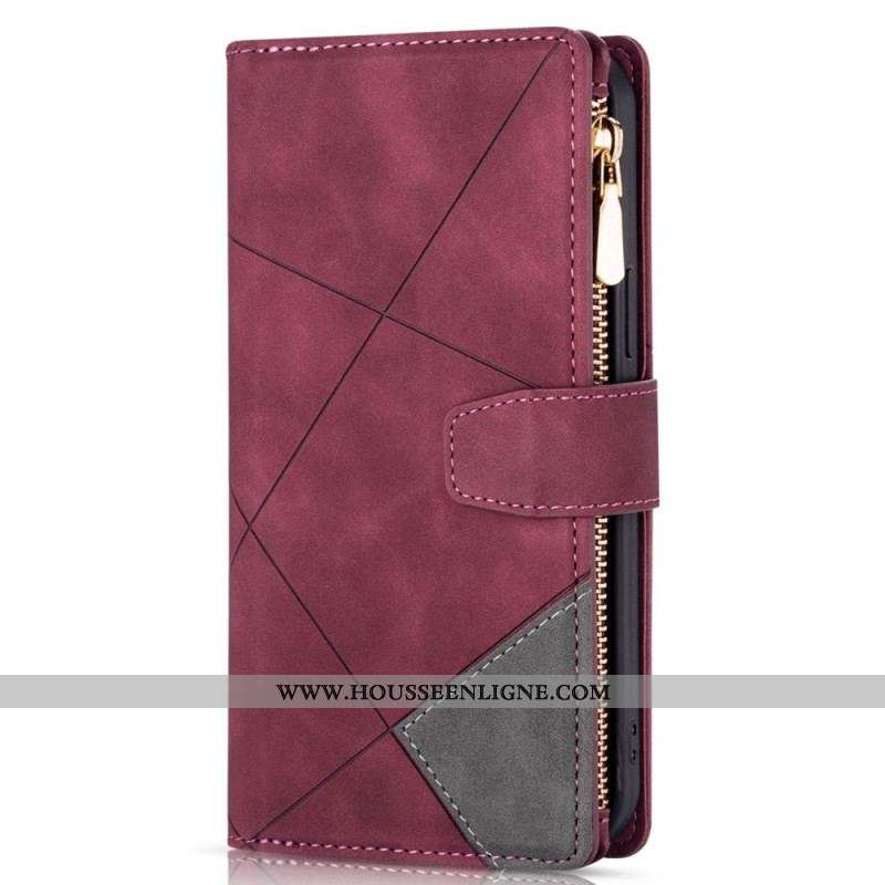 Housse Samsung Galaxy S22 Ultra 5G Poche Zippée Graphique Bicolore