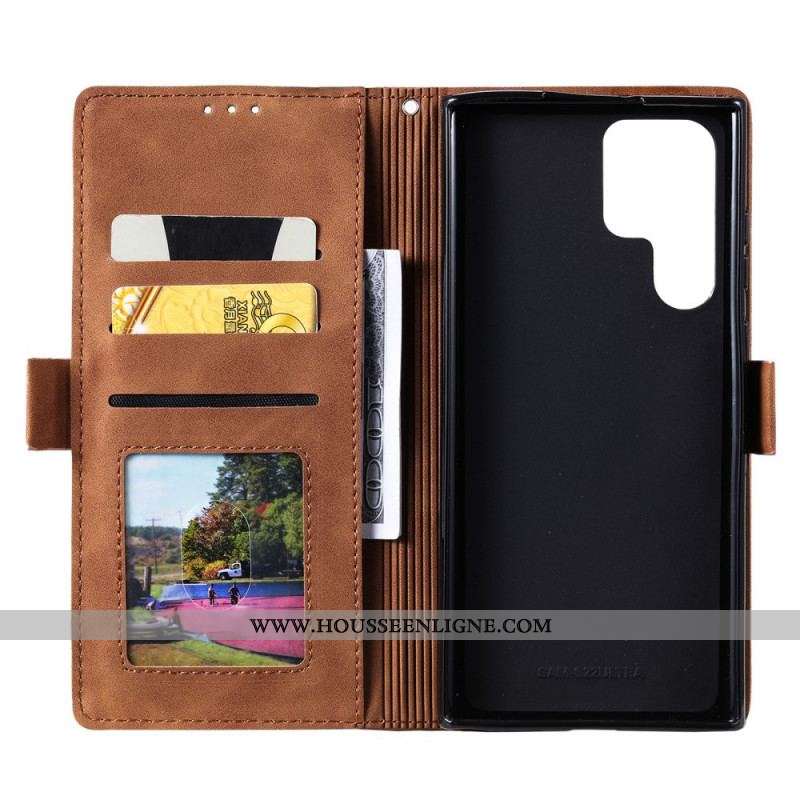 Housse Samsung Galaxy S22 Ultra 5G Simili Cuir Bicolore Contours Renforcés