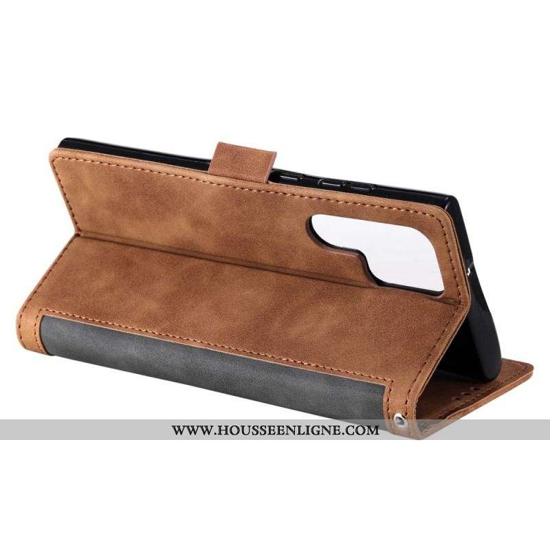 Housse Samsung Galaxy S22 Ultra 5G Simili Cuir Bicolore Contours Renforcés