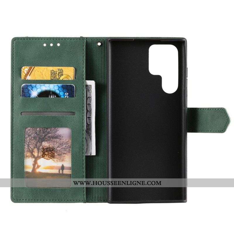Housse Samsung Galaxy S22 Ultra 5G Simili Cuir Bicolore Rivets