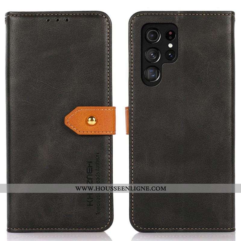 Housse Samsung Galaxy S22 Ultra 5G Simili Cuir avec Sangle KHAZNEH