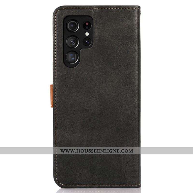 Housse Samsung Galaxy S22 Ultra 5G Simili Cuir avec Sangle KHAZNEH