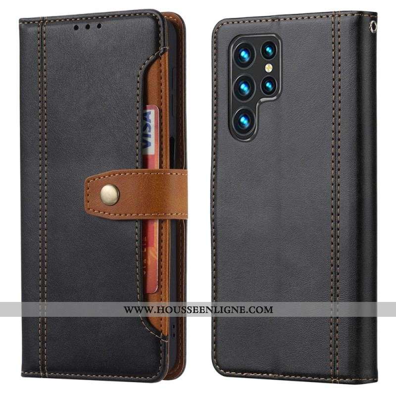 Housse Samsung Galaxy S22 Ultra 5G Simili Cuir avec Sangle