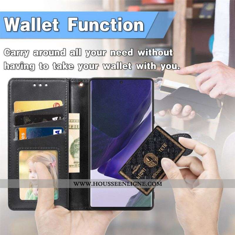 Housse Samsung Galaxy S22 Ultra 5G Simili Cuir et Fermoir Vintage