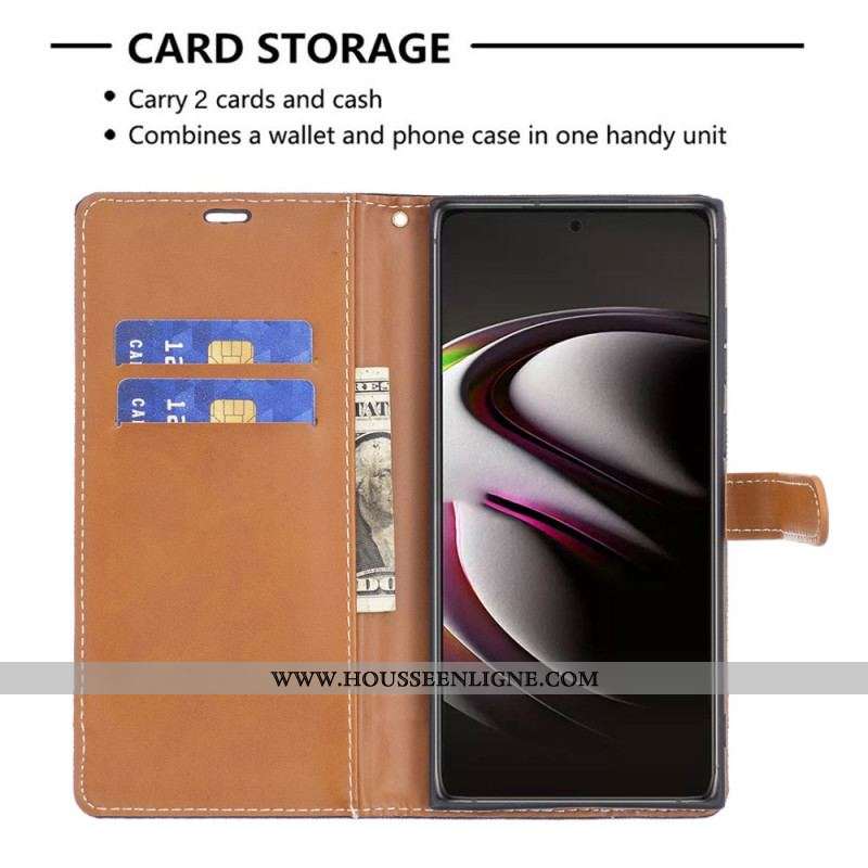 Housse Samsung Galaxy S22 Ultra 5G Tissu et Effet Cuir à Lanière